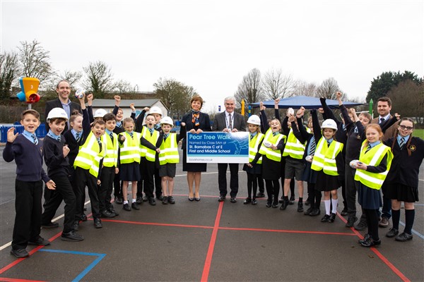 Delighted Drakes Broughton pupils name housebuilder&#39;s brand-new location